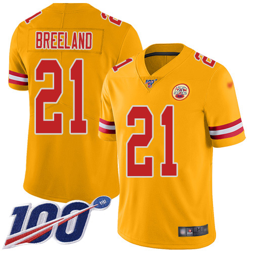 Men Kansas City Chiefs 21 Breeland Bashaud Limited Gold Inverted Legend 100th Season Football Nike NFL Jersey